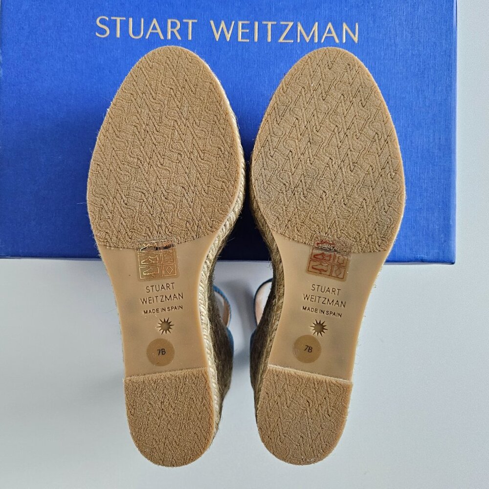 Stuart Weitzman Denim Espadrille Wedge Sandals – Size 7 / EU 37.5 – NWOT - Picture 12 of 14